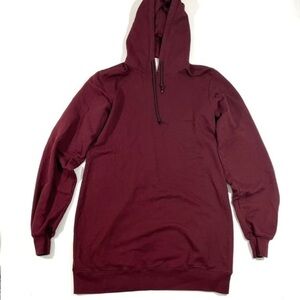 Cotton Citizen Tunic Sweatshirt Hooded Cutout Back Maroon